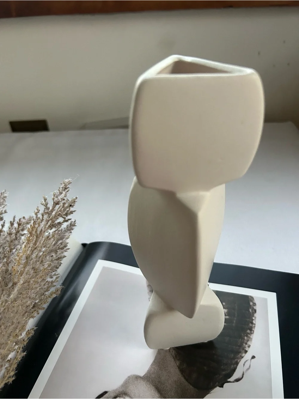 Minimalist Cream Abstract Ceramic Sculpture Vase